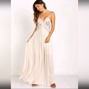 Tularosa Sundress Elegant Cream Lace Maxi Dress